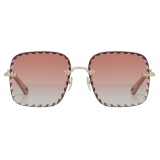 Chloé - Square Rosie Sunglasses in Metal - Gold Coral - Chloé Eyewear