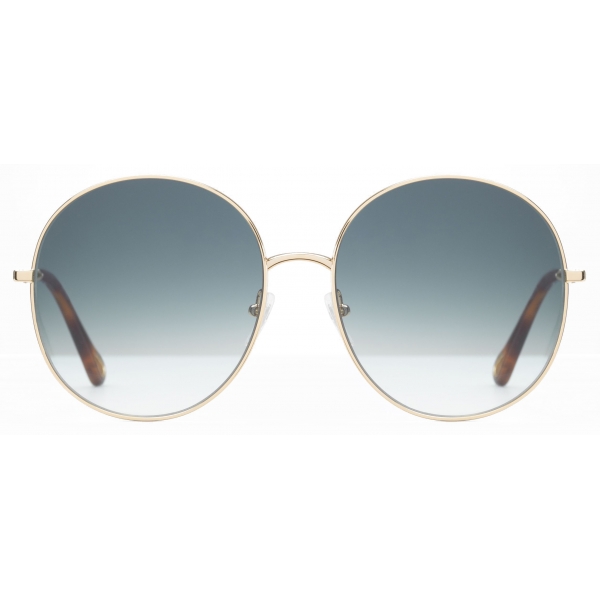 Chloé - Eliz Round Sunglasses in Metal - Gold Petrol - Chloé Eyewear