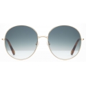 Chloé - Eliz Round Sunglasses in Metal - Gold Petrol - Chloé Eyewear