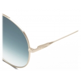Chloé - Eliz Round Sunglasses in Metal - Gold Petrol - Chloé Eyewear