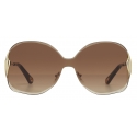Chloé - Curtis Squared Metal Sunglasses - Gold Brown - Chloé Eyewear