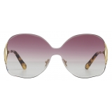 Chloé - Curtis Squared Metal Sunglasses - Gold Purple - Chloé Eyewear