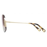 Chloé - Curtis Squared Metal Sunglasses - Gold Purple - Chloé Eyewear