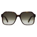 Chloé - Willow Square Sunglasses in Bio-Acetate - Dark Havana Khaki - Chloé Eyewear