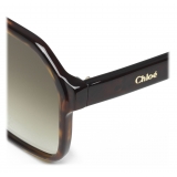 Chloé - Occhiali da Sole Squadrati Willow in Bio-Acetato - Havana Scuro Cachi - Chloé Eyewear