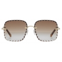 Chloé - Willow Square Sunglasses in Bio-Acetate - Dark Havana Khaki - Chloé Eyewear