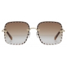 Chloé - Occhiali da Sole Squadrati Rosie in Metallo - Oro Marrone - Chloé Eyewear