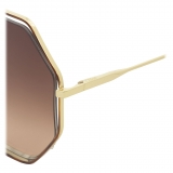 Chloé - Poppy Octagonal Metal Sunglasses - Gold Havana Brown - Chloé Eyewear