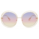 Chloé - Occhiali da Sole Rotondi in Metallo Carlina Twist - Oro Viola Rosa Giallo - Chloé Eyewear