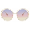 Chloé - Occhiali da Sole Rotondi in Metallo Carlina Twist - Oro Viola Rosa Giallo - Chloé Eyewear