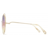Chloé - Occhiali da Sole Rotondi in Metallo Carlina Twist - Oro Viola Rosa Giallo - Chloé Eyewear