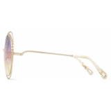 Chloé - Round Metal Sunglasses Carlina Twist - Gold Purple Pink Yellow - Chloé Eyewear