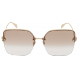 Alexander McQueen - Skull Jeweled Square Sunglasses - Gold Brown - Alexander McQueen Eyewear