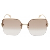 Alexander McQueen - Occhiale da Sole Skull Jeweled Quadrati - Oro Marrone - Alexander McQueen Eyewear