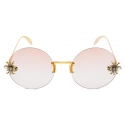 Alexander McQueen - Occhiale da Sole Spider Jeweled Rotondi - Oro Rosa - Alexander McQueen Eyewear