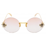 Alexander McQueen - Occhiale da Sole Spider Jeweled Rotondi - Oro Rosa - Alexander McQueen Eyewear