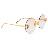 Alexander McQueen - Spider Jeweled Round Sunglasses - Gold Pink - Alexander McQueen Eyewear