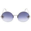 Alexander McQueen - Occhiale da Sole Spider Jeweled Rotondi - Argento Grigio - Alexander McQueen Eyewear