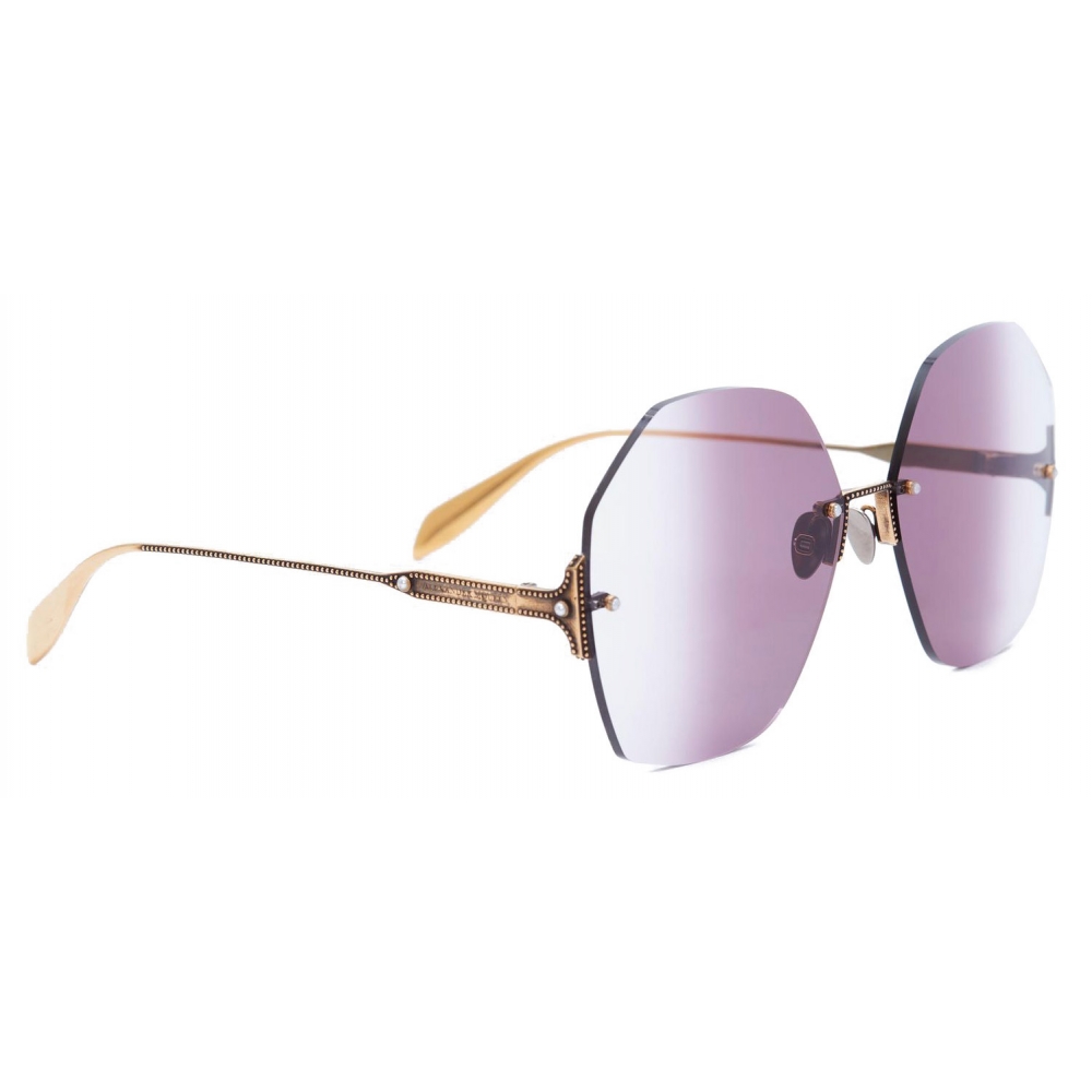 Alexander McQueen - Hexagonal Jewel Sunglasses - Gold Violet ...