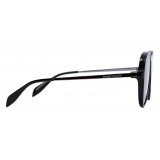 Alexander McQueen - Open Wire Round Sunglasses - Black - Alexander McQueen Eyewear