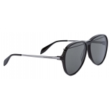Alexander McQueen - Open Wire Round Sunglasses - Black - Alexander McQueen Eyewear