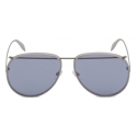 Alexander McQueen - Metal Aviator Piercing Sunglasses - Silver Violet - Alexander McQueen Eyewear