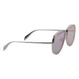 Alexander McQueen - Metal Aviator Piercing Sunglasses - Silver Violet - Alexander McQueen Eyewear