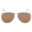 Alexander McQueen - Occhiale da Sole Piercing Pilot in Metallo - Oro Marrone - Alexander McQueen Eyewear