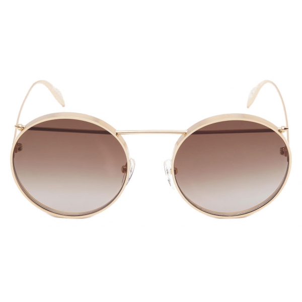 Alexander McQueen - Metal Piercing Frame Sunglasses - Gold Brown - Alexander McQueen Eyewear