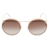 Alexander McQueen - Metal Piercing Frame Sunglasses - Gold Brown - Alexander McQueen Eyewear