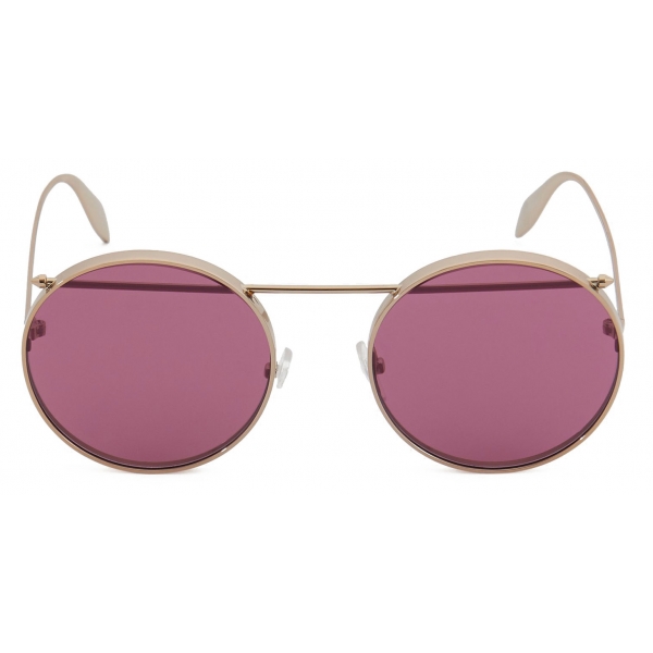 Alexander McQueen - Metal Round Piercing Sunglasses - Gold Violet - Alexander McQueen Eyewear