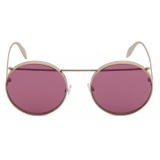 Alexander McQueen - Metal Round Piercing Sunglasses - Gold Violet - Alexander McQueen Eyewear