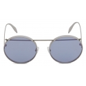 Alexander McQueen - Occhiale da Sole Metal Round Piercing - Argento Viola - Alexander McQueen Eyewear