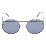 Alexander McQueen - Occhiale da Sole Metal Round Piercing - Argento Viola - Alexander McQueen Eyewear