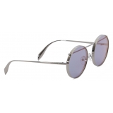 Alexander McQueen - Metal Round Piercing Sunglasses - Silver Violet - Alexander McQueen Eyewear
