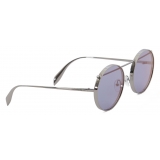 Alexander McQueen - Occhiale da Sole Metal Round Piercing - Argento Viola - Alexander McQueen Eyewear