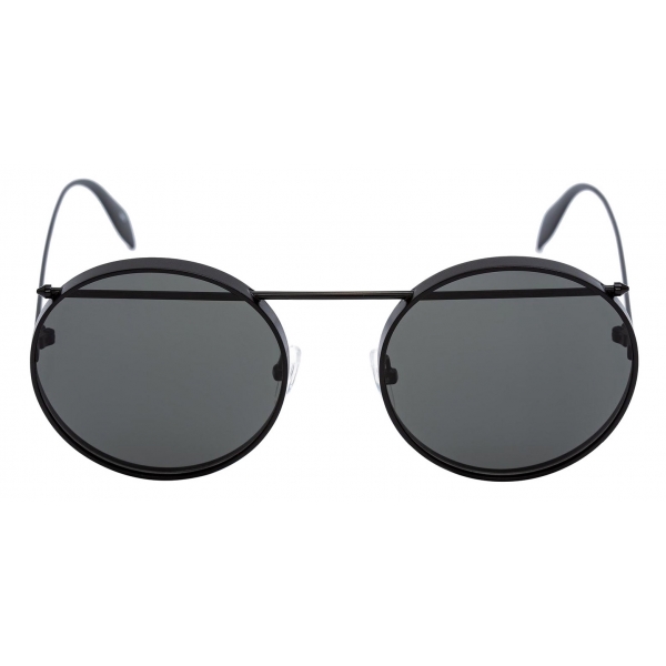 Alexander McQueen - Metal Round Piercing Sunglasses - Matte Black - Alexander McQueen Eyewear