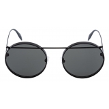 Alexander McQueen - Occhiale da Sole Metal Round Piercing - Nero Opaco - Alexander McQueen Eyewear