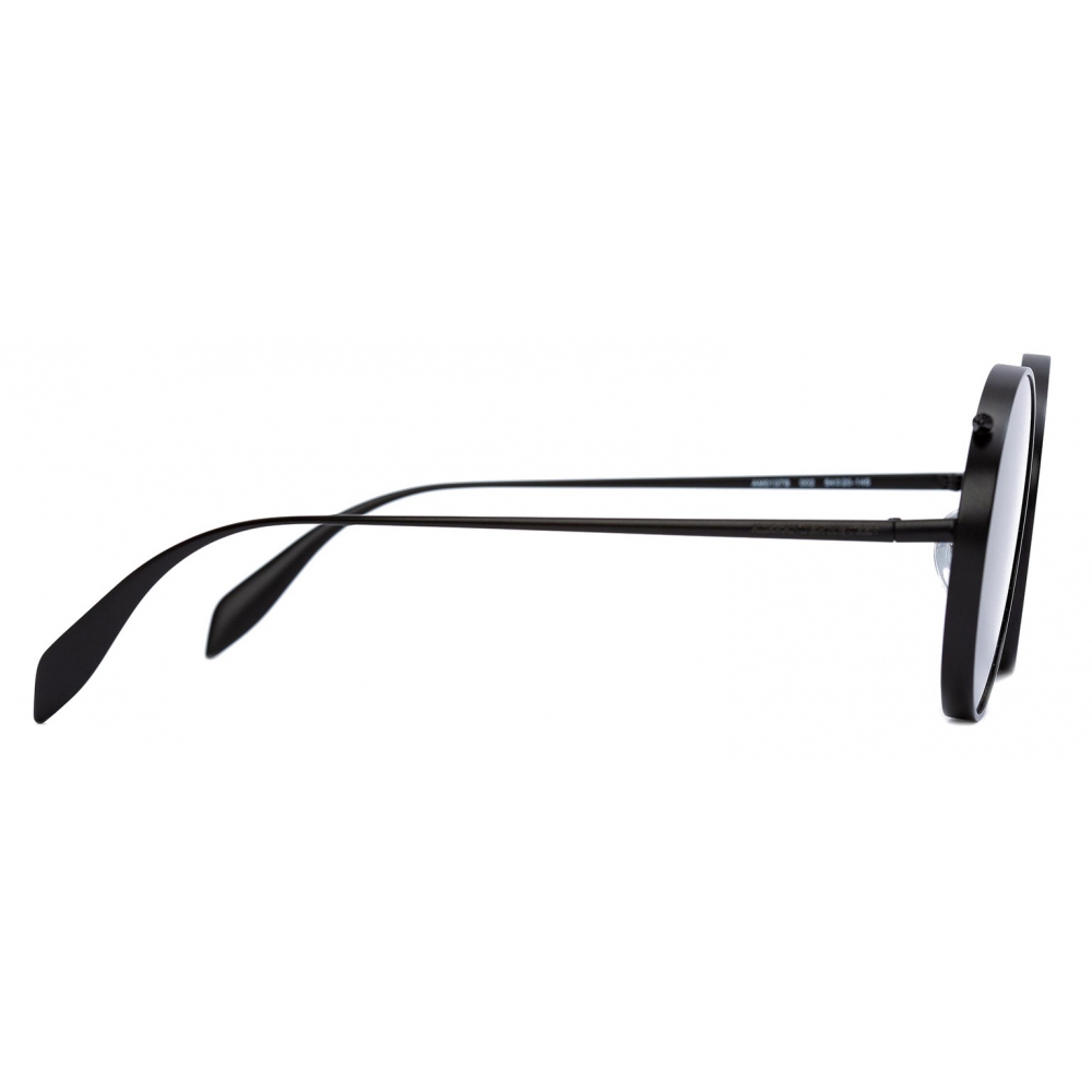 Alexander McQueen - Metal Round Piercing Sunglasses - Matte Black