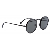 Alexander McQueen - Metal Round Piercing Sunglasses - Matte Black - Alexander McQueen Eyewear