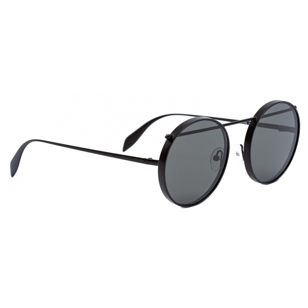 Alexander McQueen - Metal Round Piercing Sunglasses - Matte Black