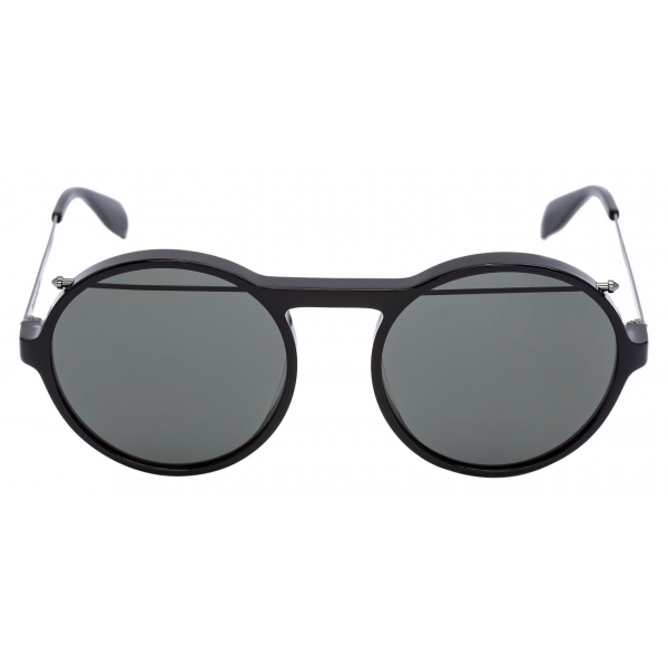 Alexander McQueen - Piercing Round Acetate Sunglasses - Black - Alexander McQueen Eyewear