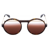 Alexander McQueen - Occhiale da Sole Piercing Rotondi in Acetato - Havana Marrone - Alexander McQueen Eyewear