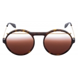 Alexander McQueen - Piercing Round Acetate Sunglasses - Havana Brown - Alexander McQueen Eyewear