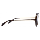 Alexander McQueen - Occhiale da Sole Piercing Rotondi in Acetato - Havana Marrone - Alexander McQueen Eyewear