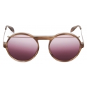 Alexander McQueen - Occhiale da Sole Piercing Rotondi in Acetato - Havana Chiaro Rosso - Alexander McQueen Eyewear