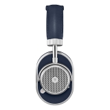 Master & Dynamic - MW65 - Silver Metal / Navy Leather - Active Noise-Cancelling Wireless Headphones - Premium Quality