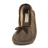 Neck Mate - Asolo - Artisan Woman Slippers - Ballerina in Wool Braided Cotta - Brown