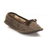 Neck Mate - Asolo - Artisan Woman Slippers - Ballerina in Wool Braided Cotta - Brown