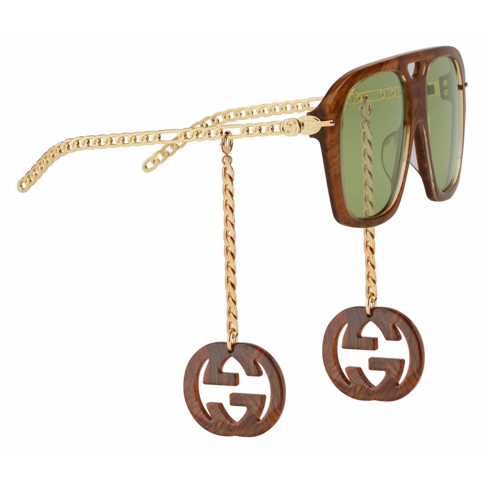Gucci - Online Exclusive Square Sunglasses with Charms - Brown - Gucci  Eyewear - Avvenice